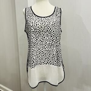 LOFT Women’s Spotted Black And White Tank Sleeveless Size Medium